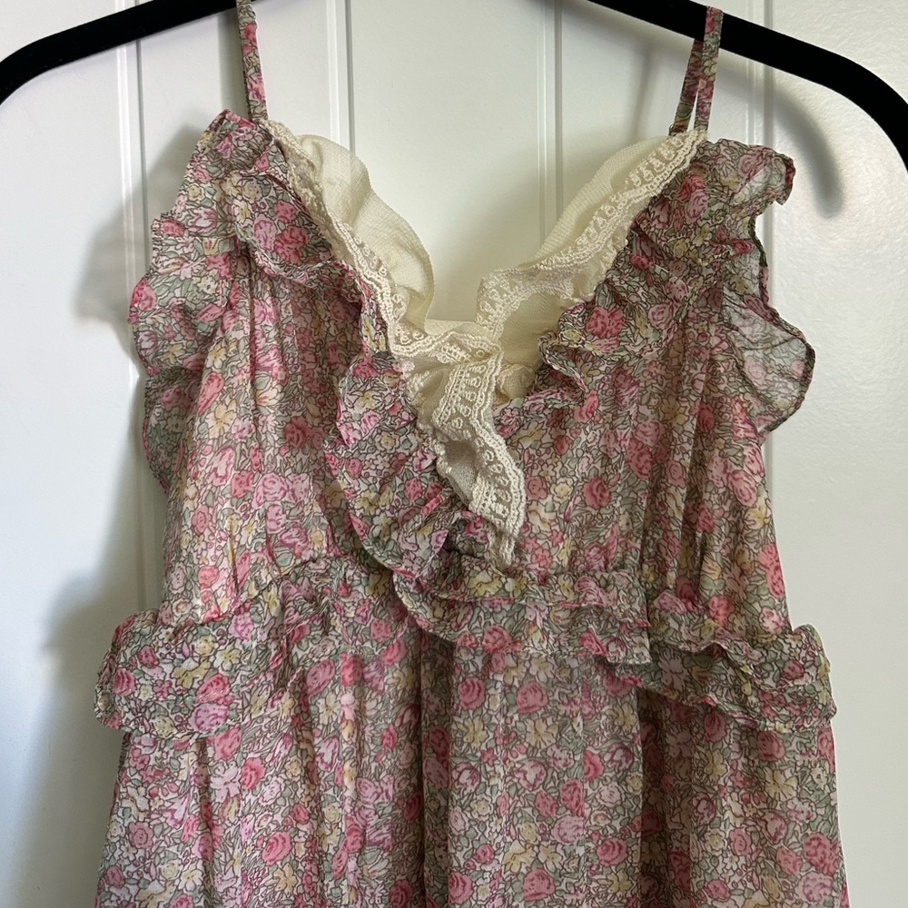 Romantic Maxi Length Floral Dress – Adjustable Straps, Size S